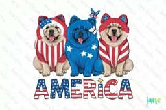 Patriotic Trio Dogs Sublimation Clipart Product Image 1