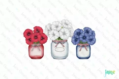 4th Of July Trio Flowers Clipart Product Image 1