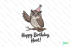 Minimalism Happy Birthday Owl Clipart Product Image 1