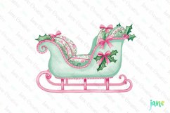 Pastel Preppy Christmas Sleigh Clipart Product Image 1
