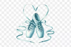 Watercolor Blue Ballerina Shoes Clipart Product Image 3