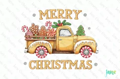 Merry Christmas Truck Sublimation PNG Product Image 1