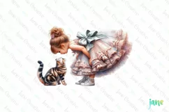 Little Girl With American Shorthair Cat Product Image 1