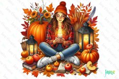 Autumn Girl Fall Sublimation Clipart Product Image 1