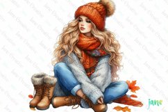Autumn Girl Fall Sublimation Clipart Product Image 1
