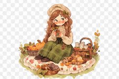 Autumn Picnic Girl Sublimation Clipart Product Image 3