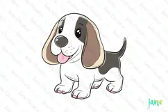 Basset Hound Cartoon Dog Sublimation Clipart Product Image 1