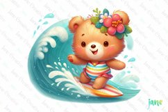 Bear Surfing Sublimation Clipart Product Image 1
