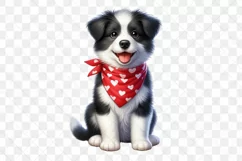 Cute Border Collie Dog Red Bandana Clipart Product Image 3