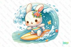 Bunny Surfing Sublimation Clipart Product Image 1