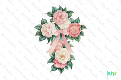 Spring Camellias Cross Coquette Bow Clipart Product Image 1