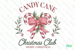Candy Cane Christmas Club Vintage Christmas Clipart Product Image 1