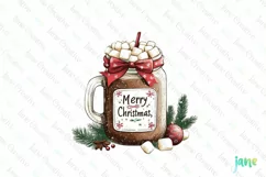 Christmas Hot Cocoa Mason Jar PNG Clipart Product Image 1