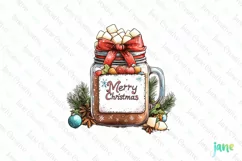 Christmas Hot Cocoa Mason Jar PNG Clipart Product Image 1