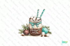 Christmas Hot Cocoa Mason Jar PNG Clipart Product Image 1