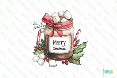 Christmas Hot Cocoa Mason Jar PNG Clipart Product Image 1