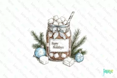 Christmas Hot Cocoa Mason Jar PNG Clipart Product Image 1