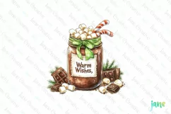 Christmas Hot Cocoa Mason Jar PNG Clipart Product Image 1