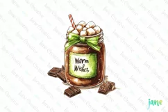 Christmas Hot Cocoa Mason Jar PNG Clipart Product Image 1