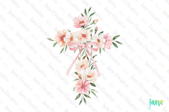 Spring Cosmos Cross Coquette Bow Clipart Product Image 1