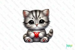 Cute Kitten Valentine&#039;s Day PNG Clipart Product Image 1