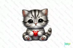 Cute Kitten Valentine's Day PNG Clipart Product Image 1