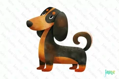 Funny Children's Dachshund Dog Book Clipart Product Image 1