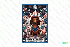 4th Of July Dachshund Dog Card Clipart Product Image 1