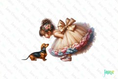 Little Girl With Dachshund Dog Clipart Product Image 1