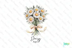 April - Watercolor Daisy Birth Month Flower Clipart Product Image 1