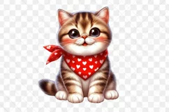 Cute Exotic Shorthair Cat Red Bandana Clipart Product Image 3