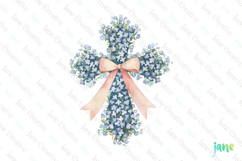 Spring Forget-me-nots Cross Coquette Bow Clipart Product Image 1