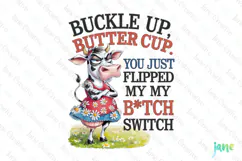 Buckle Up Butter Cup Funny Cow Sublimation Clipart Product Image 1