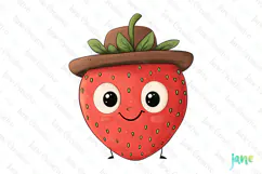 Funny Strawberry - Funny Fruits & Vegetables Clipart Product Image 1