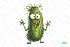Funny Cucumber-Funny Fruits & Vegetables Clipart Product Image 1
