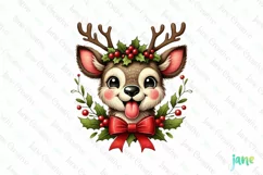 Funny Reindeer Christmas PNG Clipart Product Image 1