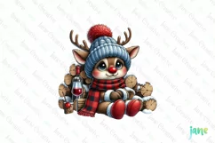Funny Reindeer Christmas PNG Clipart Product Image 1