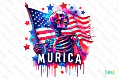 Funny Skeleton 4th of July Sublimation Product Image 1