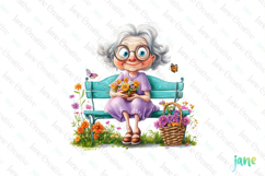 Gardening Grandma with Flowers PNG Clipart Product Image 1