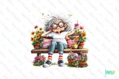 Gardening Grandma with Flowers PNG Clipart Product Image 1