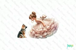 Little Girl With German Shepherd Dog Clipart Product Image 1