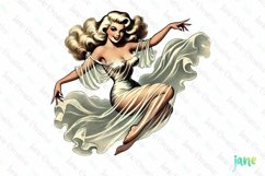 Halloween Vintage Pin-up Girl Clipart Product Image 1