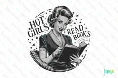 Hot Girls Read Books Retro Book Lover Clipart Product Image 1