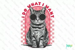 I Do What I Want Vintage Funny Cat Clipart Product Image 1