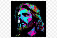 Jesus Vibrant Neon Colors Watercolor Sublimation Clipart Product Image 3