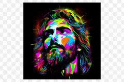 Jesus Vibrant Neon Colors Watercolor Sublimation Clipart Product Image 4