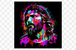 Jesus Vibrant Neon Colors Watercolor Sublimation Clipart Product Image 5