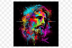 Jesus Vibrant Neon Colors Watercolor Sublimation Clipart Product Image 6