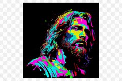 Jesus Vibrant Neon Colors Watercolor Sublimation Clipart Product Image 7