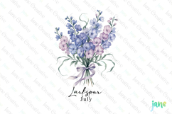 July - Watercolor Larkspur Birth Month Flower Clipart Product Image 1